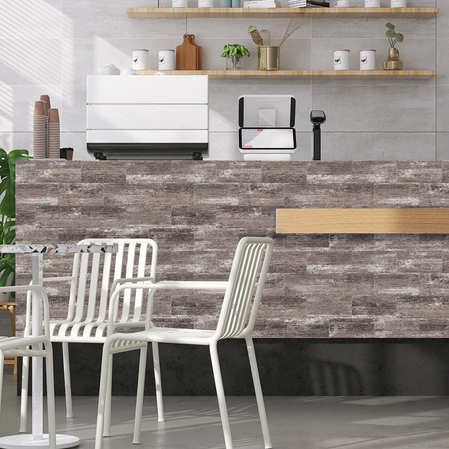 16/32/64PCS Retro Grey Wood Pattern Vintage Tile Sticker 3D Matte Thickened Foam Wall Sticker Self-Adhesive Wallpaper Kitchen