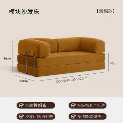 Italian Minimalist Retro High-End Corduroy Living Room Sofa, Compressed Sofa,Sofa Bed, Foldable, Washable, Customizable