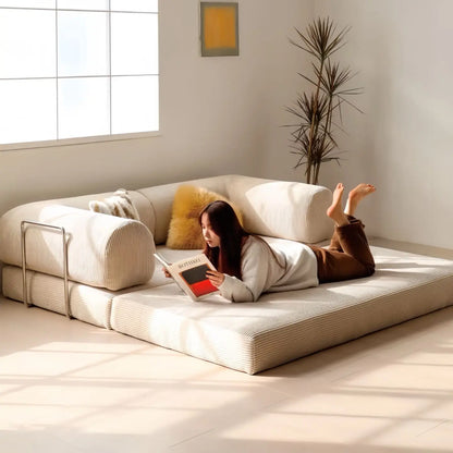 Italian Minimalist Retro High-End Corduroy Living Room Sofa, Compressed Sofa,Sofa Bed, Foldable, Washable, Customizable