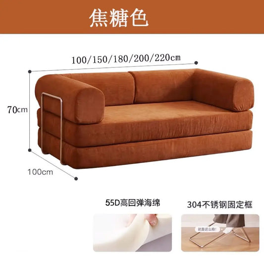 Italian Minimalist Retro High-End Corduroy Living Room Sofa, Compressed Sofa,Sofa Bed, Foldable, Washable, Customizable