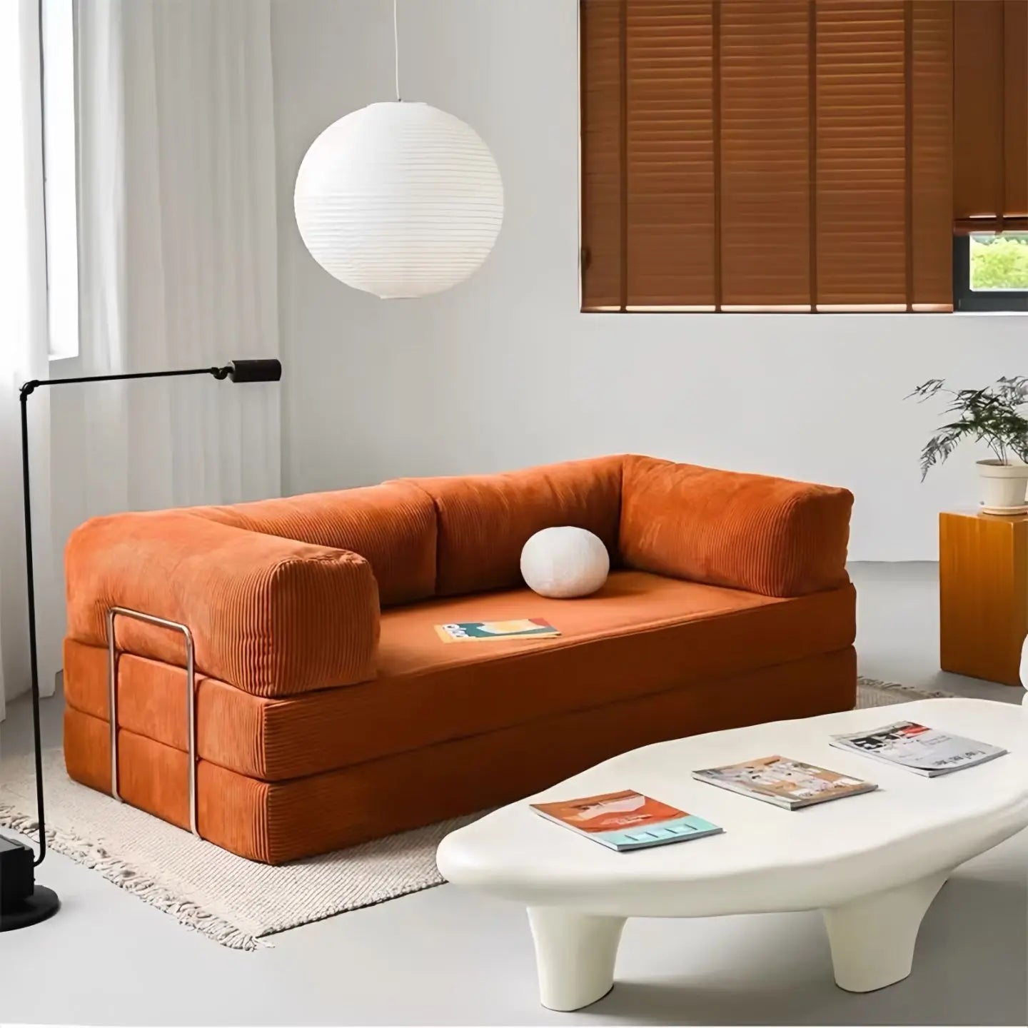 Italian Minimalist Retro High-End Corduroy Living Room Sofa, Compressed Sofa,Sofa Bed, Foldable, Washable, Customizable