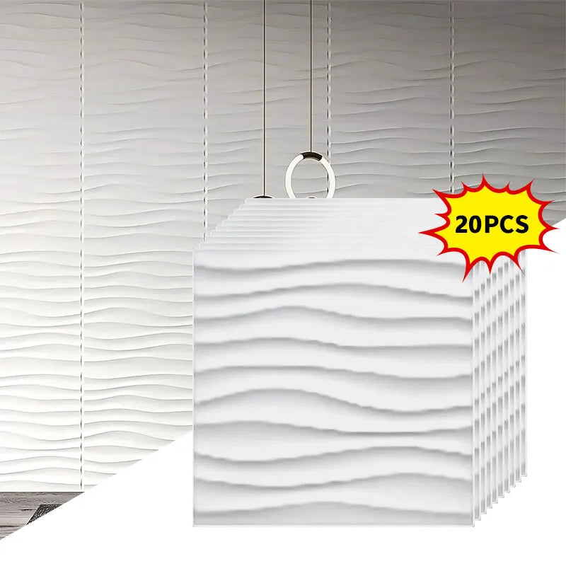 20PCS 3D Wall Panels 30X30Cm Indoor Wall Decoration for Living Room Bedroom Hotel Office Mural Tile-Panel-Mold 3D Wall Sticker