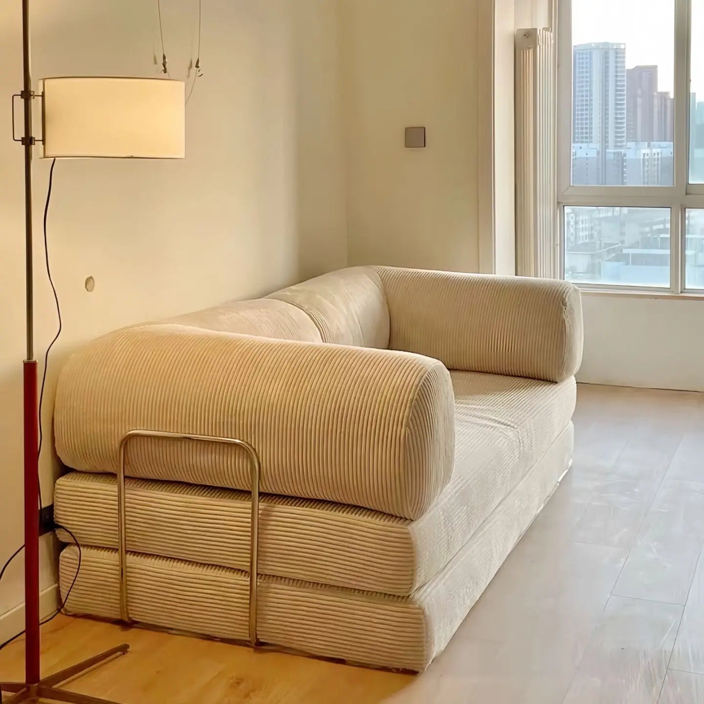 Italian Minimalist Retro High-End Corduroy Living Room Sofa, Compressed Sofa,Sofa Bed, Foldable, Washable, Customizable