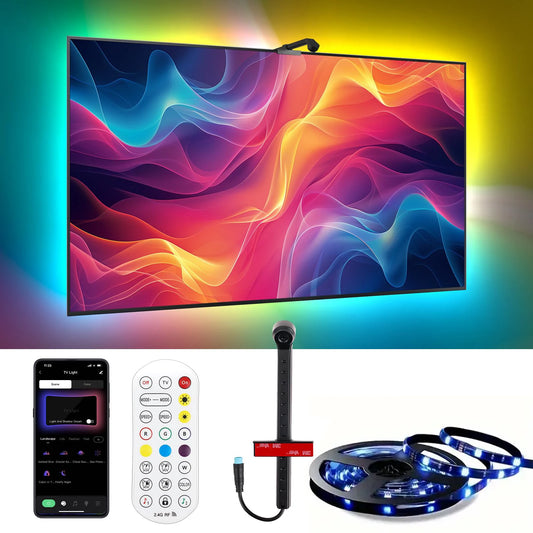 RGBIC LED TV Backlight Strip with Camera USB Powered Screen Syncs for 50-80 Inch Tvs Monitors Backlight Room Ambient Lighting