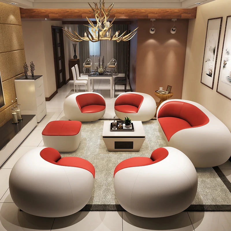 Italian Genuine Leather Couch Top Grade Cow Leather Sofas Personality Creativity Living Room Chair Arc Modern Furniture