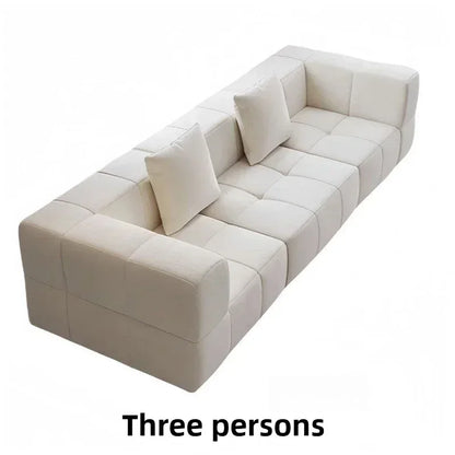 Modular L - Shaped Sectional Sofa in Cream Color with Plush Pillows, Compressed Sofa, Support Color Customization Home Furniture