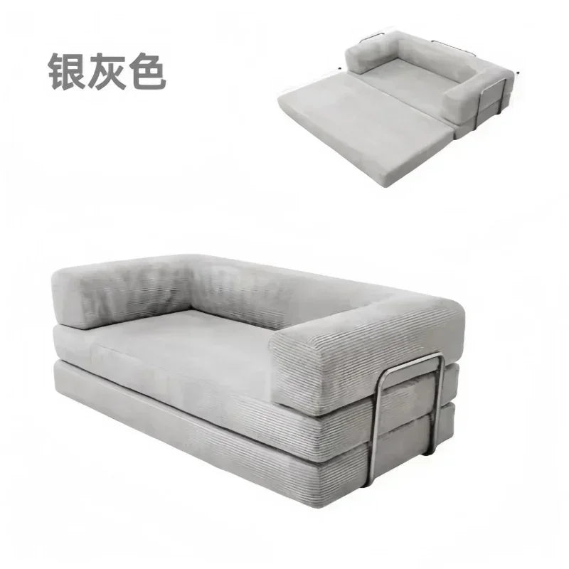European Retro High-End Corduroy Living Room Sofa Vacuum Compression Sofa Bed Foldable and Customizable Home Furniture