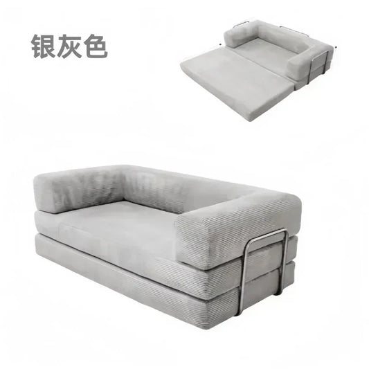 European Retro High-End Corduroy Living Room Sofa Vacuum Compression Sofa Bed Foldable and Customizable Home Furniture