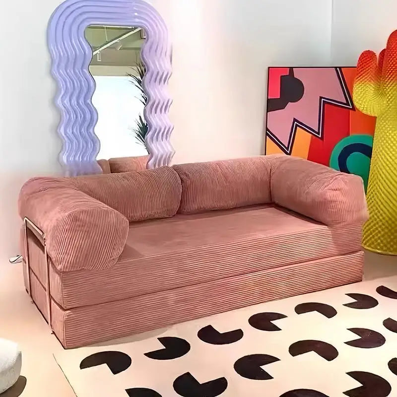 Italian Minimalist Retro High-End Corduroy Living Room Sofa, Compressed Sofa,Sofa Bed, Foldable, Washable, Customizable