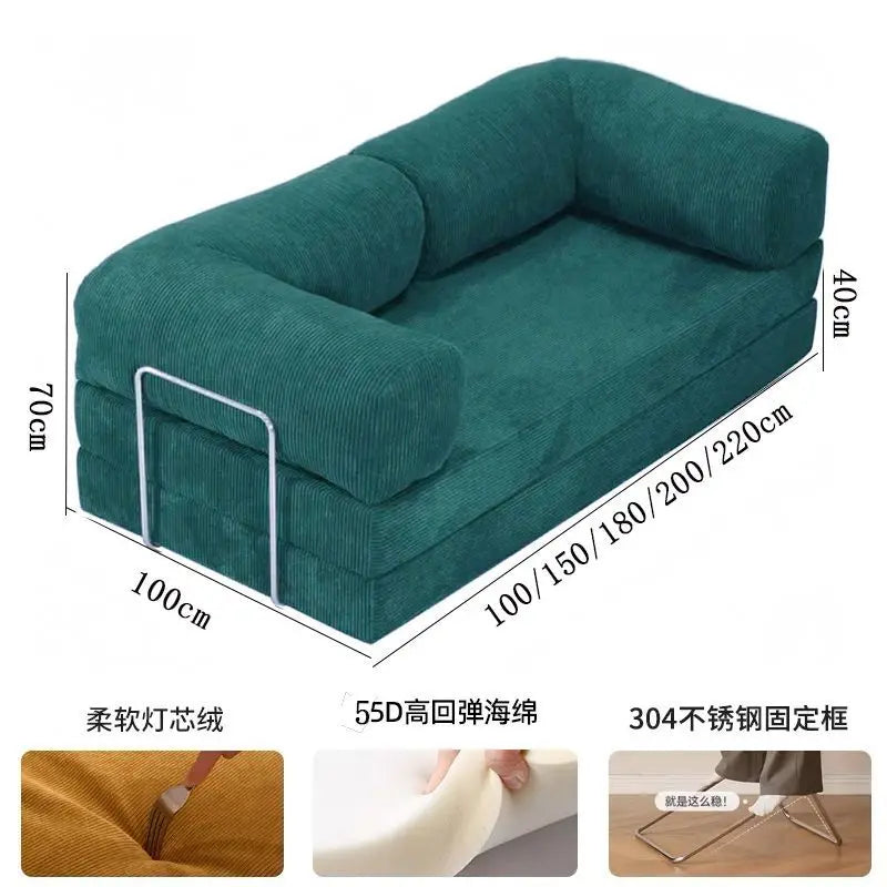 Italian Minimalist Retro High-End Corduroy Living Room Sofa, Compressed Sofa,Sofa Bed, Foldable, Washable, Customizable