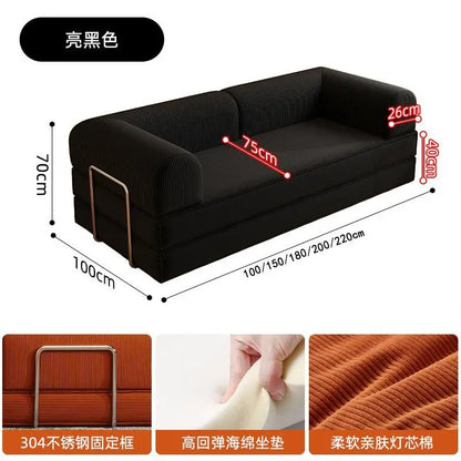 Italian Minimalist Retro High-End Corduroy Living Room Sofa, Compressed Sofa,Sofa Bed, Foldable, Washable, Customizable