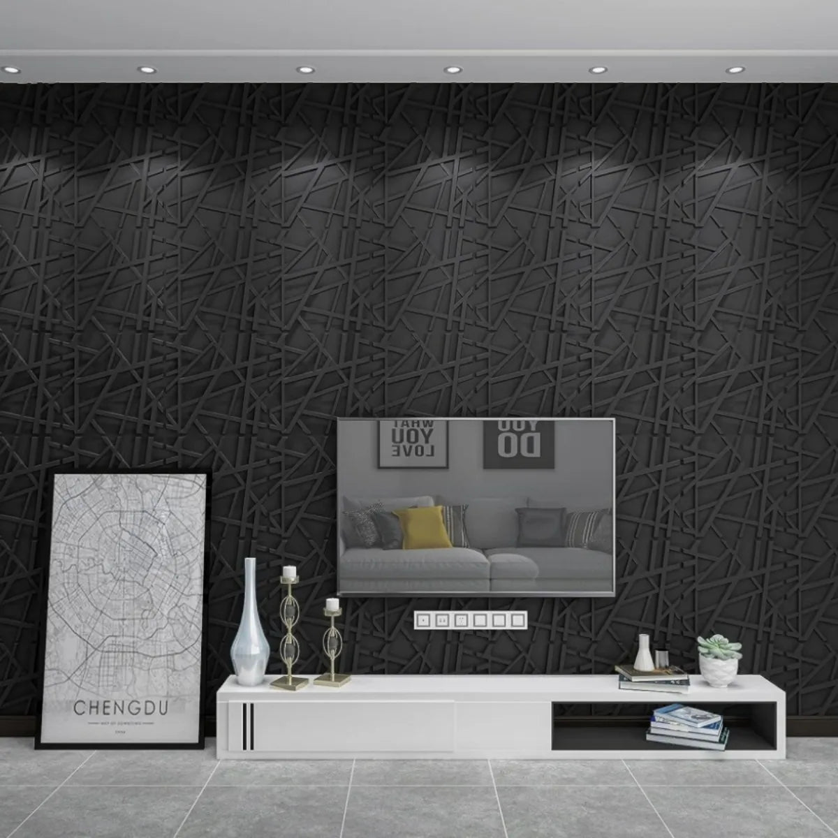 12/20/30Pcs 3D Pvc Wall Panels for Indoor Wall Decoration, for Living Room Hall Bedroom Hotel Office,Including Tape