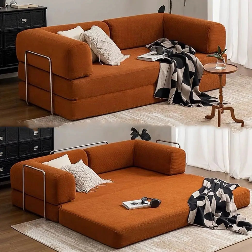 Italian Minimalist Retro High-End Corduroy Living Room Sofa, Compressed Sofa,Sofa Bed, Foldable, Washable, Customizable
